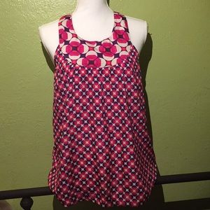 Geometric Floral Scoop Neck Sleeveless Blouse